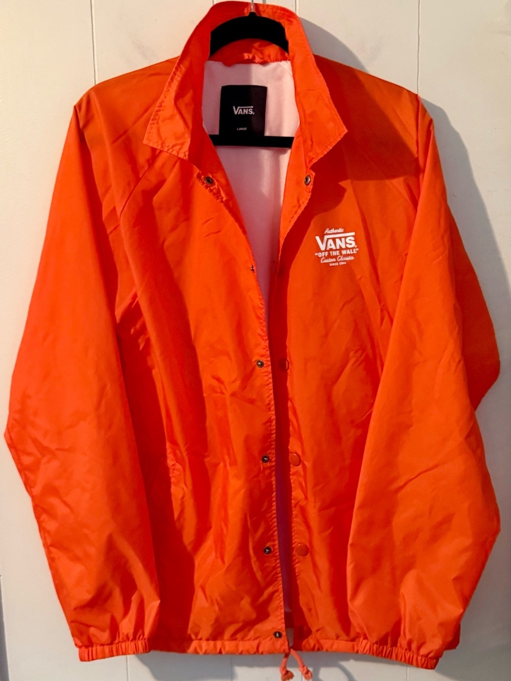 Vans Off The Wall Custom Classic Torrey Windbreaker Jacket Orange Men’s Size L